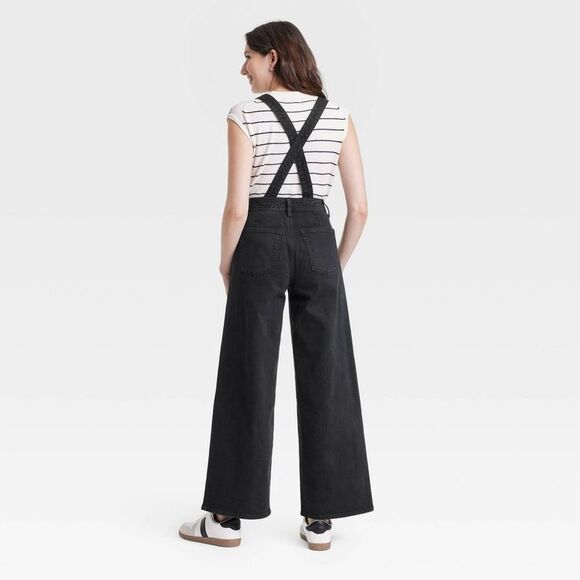Universal Thread - Women's Denim Sailor Overalls - Universal Thread B Black - Picture 2 of 5